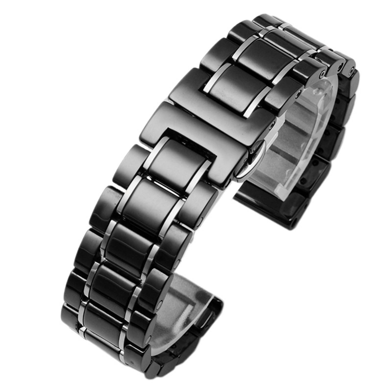 Bracelet de Montre en céramique Compatible avec Les Montres connectées et à Quartz (Noir et Blanc 20 mm)