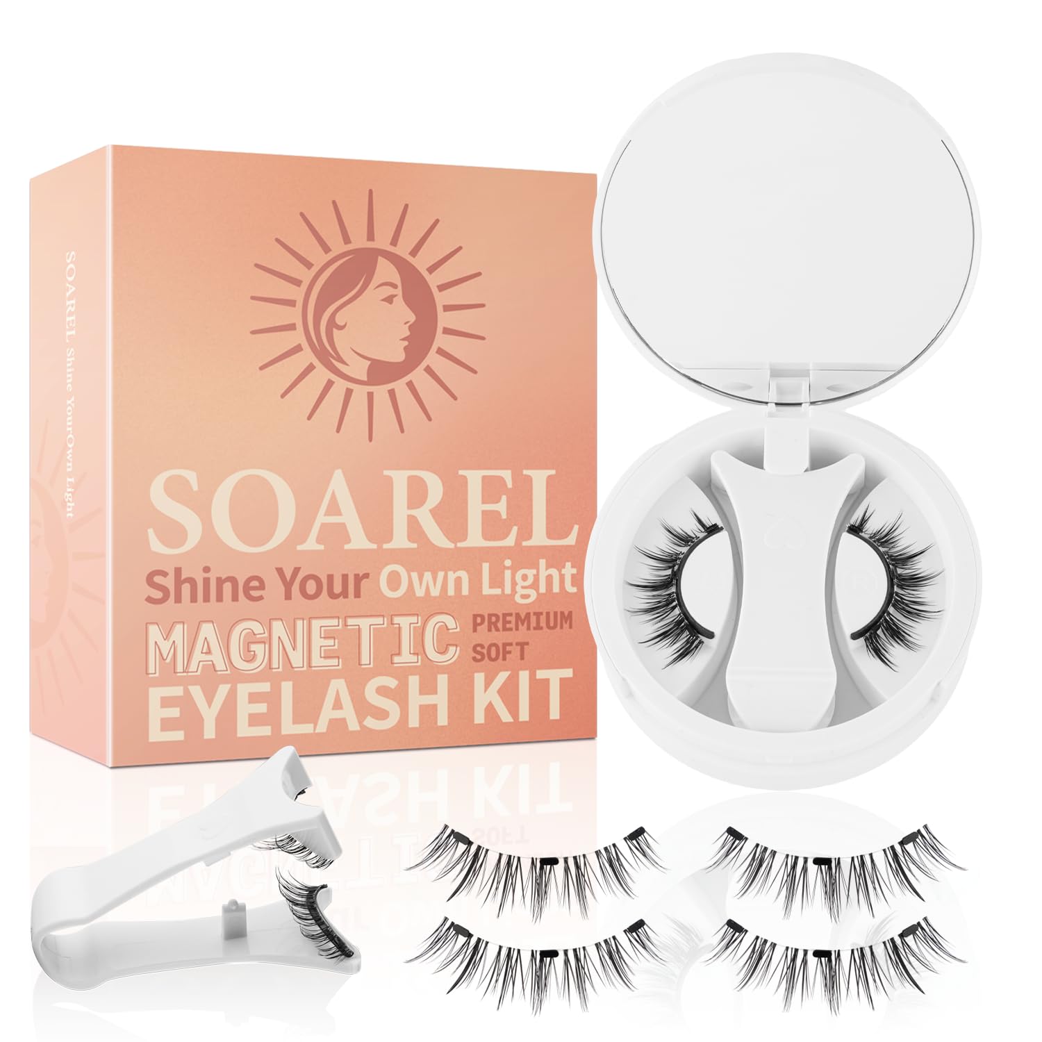 Magnetic Eyelashes Without Eyeliner Natural Lightweight Lashes with Applicator Strong Hold Micro-Magnets Beginner-Friendly Reusable Glue-Free Design