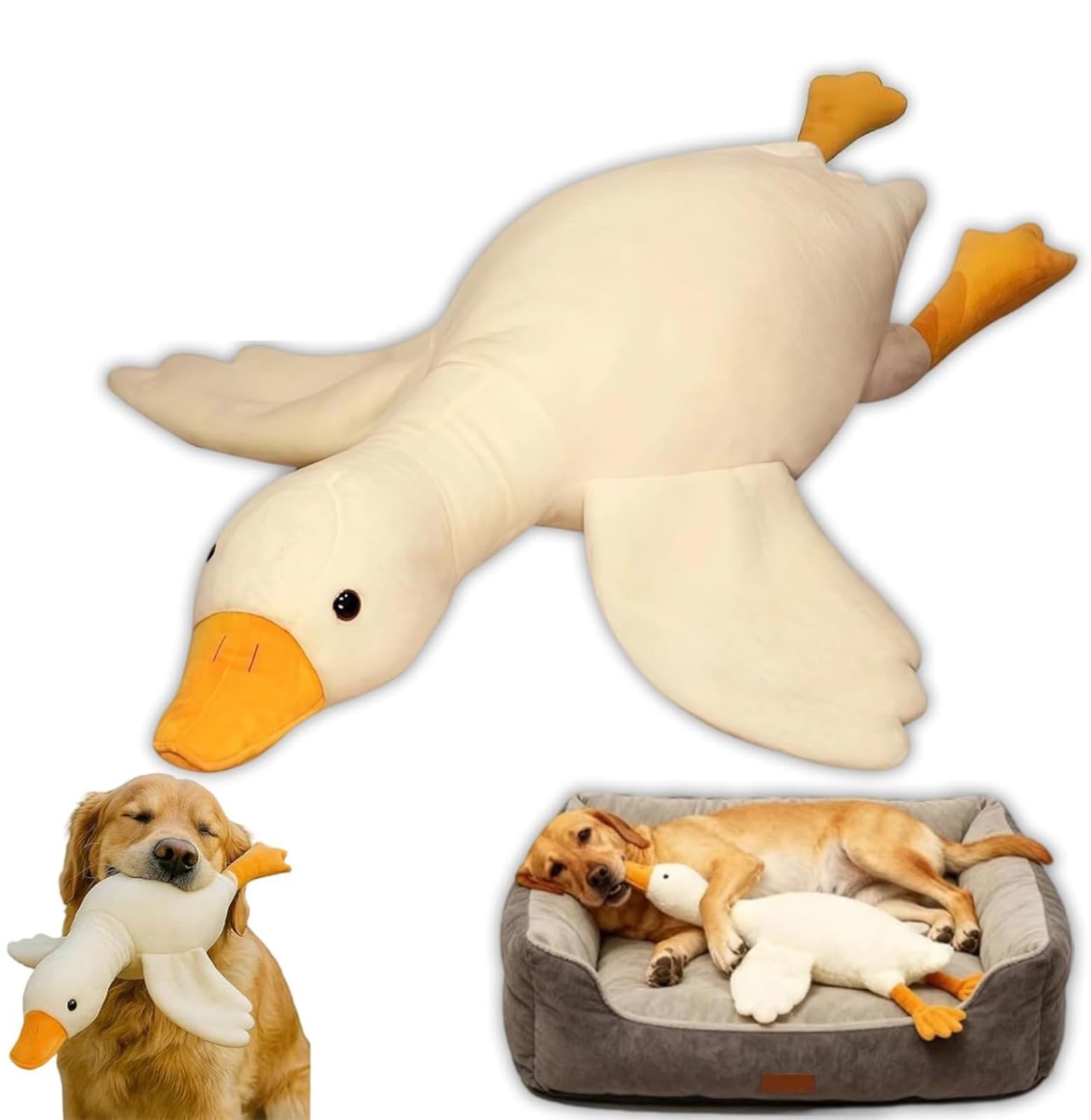 Duck Dog Toy,Plush Dog Toy for Dogs,Extra-Large White Plush Duck for Medium & Large Dogs Interactive Chew, Durable Indoor/Outdoor Play and Training Companion Toy for Puppies & Adult Dogs
