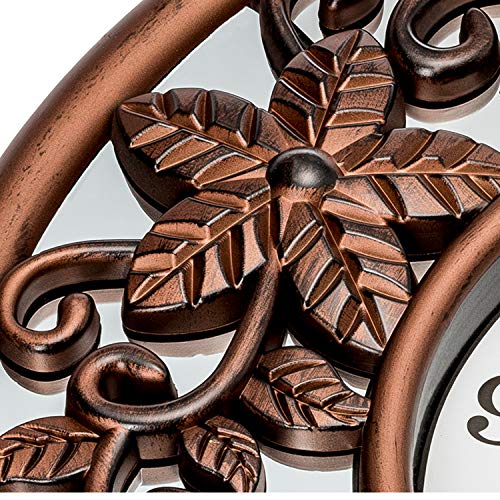 Bernhard Products Decorative Wall Clock Silent Non-Ticking Extra Large 20 Inch Quartz Battery Operated - Bronze 3D Flowers On Mirror, For Living Room/Kitchen/Over Fireplace, Wedding/Housewarming Gift #TOP5