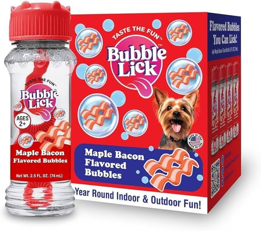 Bubble Lick Maple Bacon Flavored Bubbles 4 Pack for Dogs Groomers Daycare USA Made