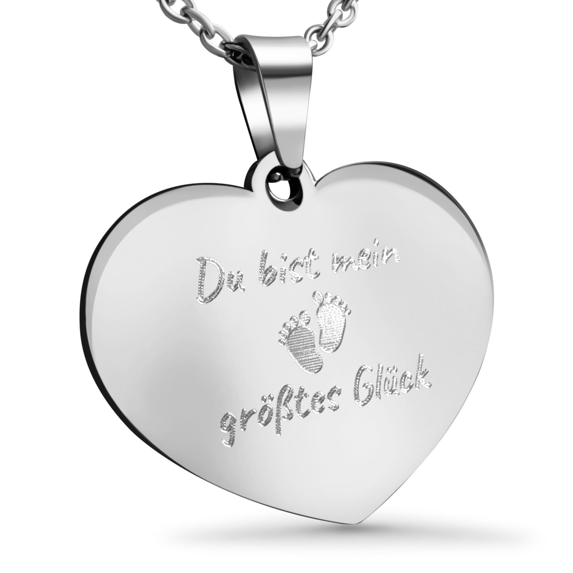 Personalisierte Kette mit Gravur Edelstahl 50 cm mit Anhänger Herz - Personalisierte Halskette für Frauen - Personalisierter Schmuck Damen Kettenanhänger