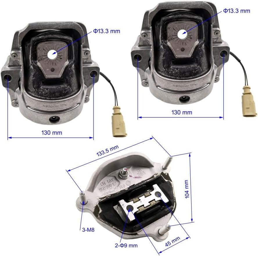 3PC Engine Motor & Trans Mount Set Compatible with 2010-2018 for Audi RS5 4.2L / SQ5 3.0L / Q5 2.0L 3.0L / A5 A4 allroad , Quattro 2.0L / Porsche 2.0L for A6991HY, A4922