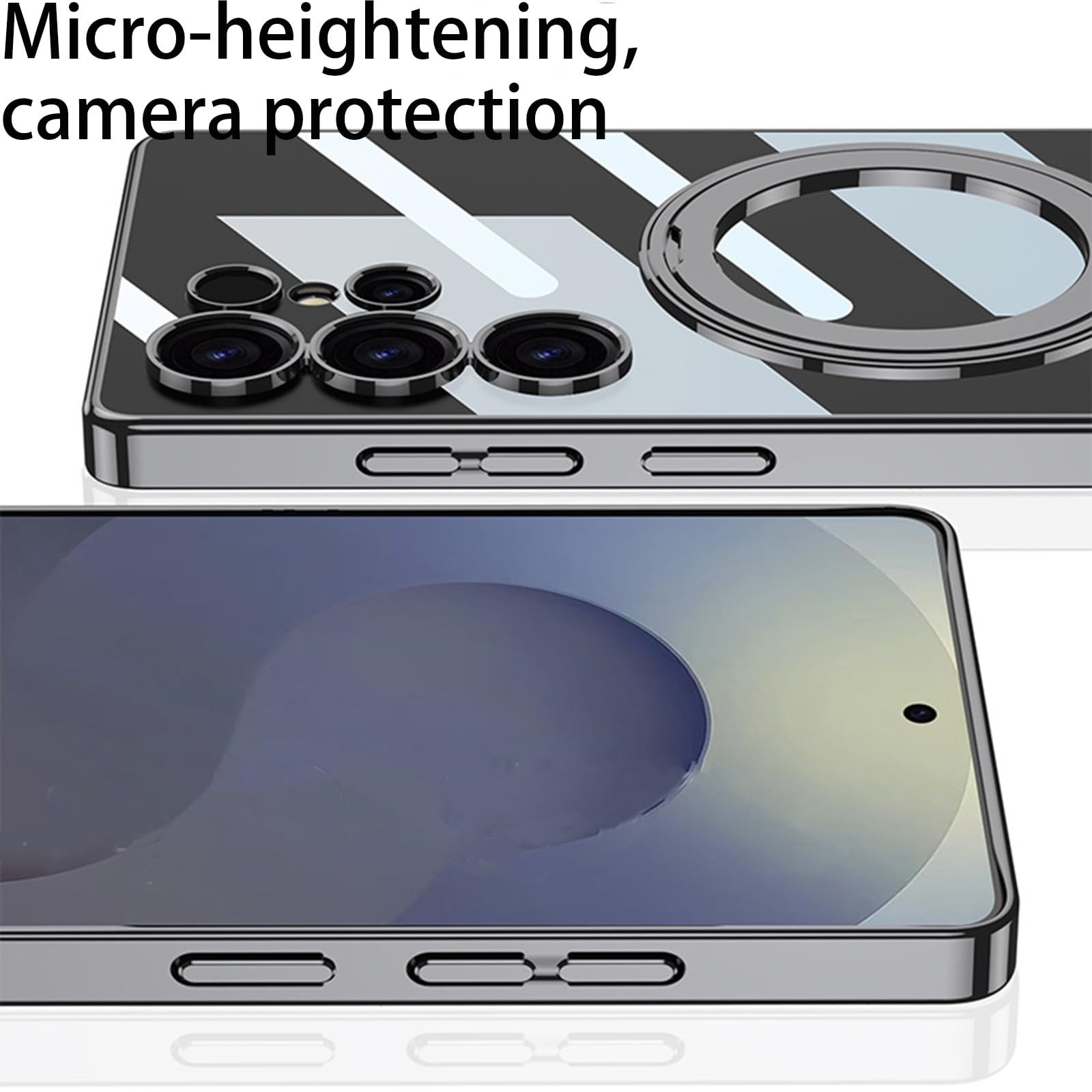 Etui do Samsung Galaxy S25 Ultra, niewidoczny uchwyt magnetyczny, cienkie, odporne na wstrząsy etui (czarne)