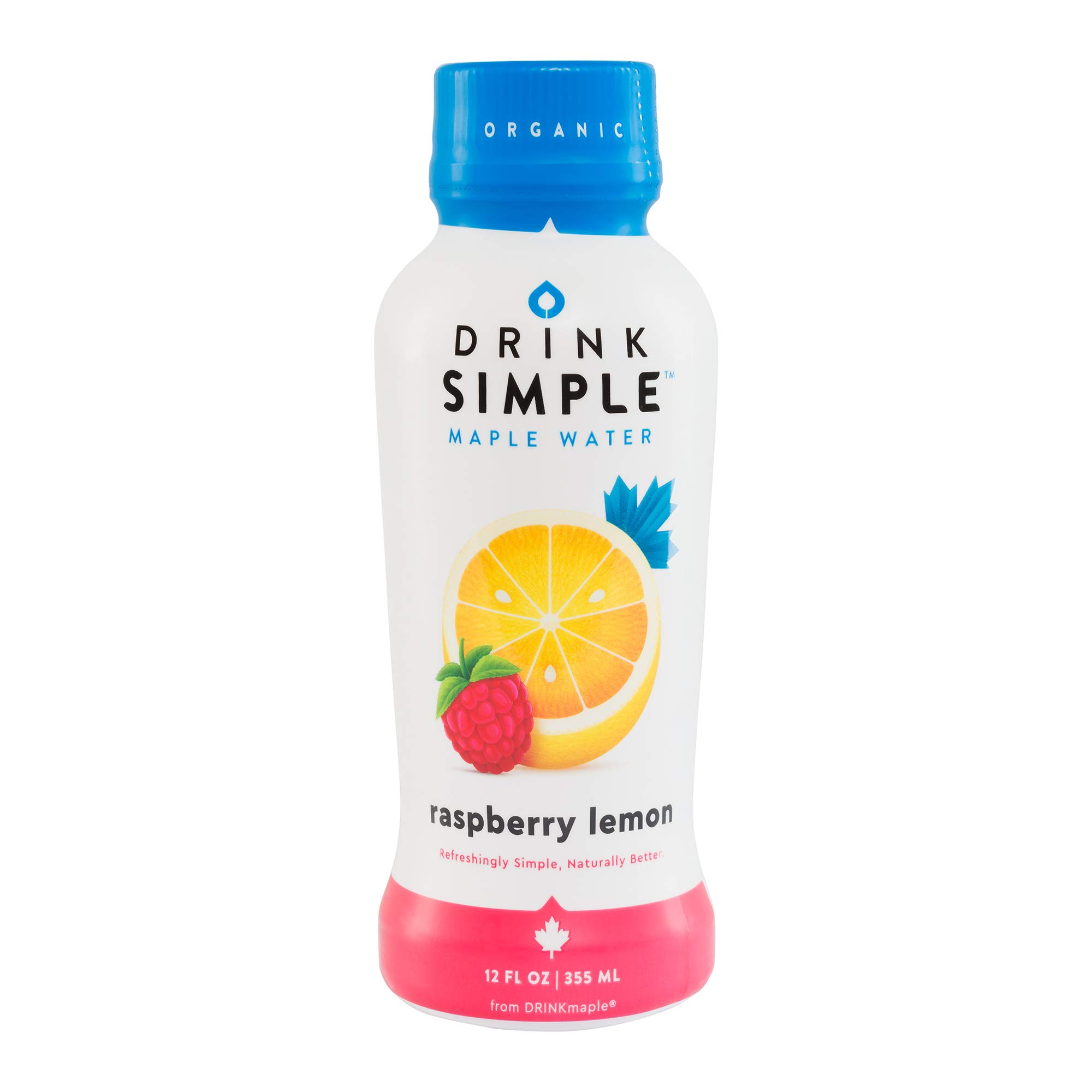 Drink Simple Raspberry Lemon Maple Water – Organic, Non-GMO, Gluten Free, Vegan Natural Hydration – Low Sugar Coconut Water Alternative – 12 Fluid Ounce (Pack of 12)