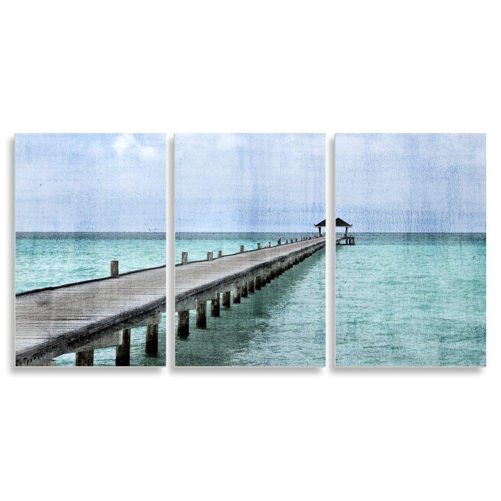 Stupell Industries Long Pier Across The Beach Nautical Landscape Wall ...