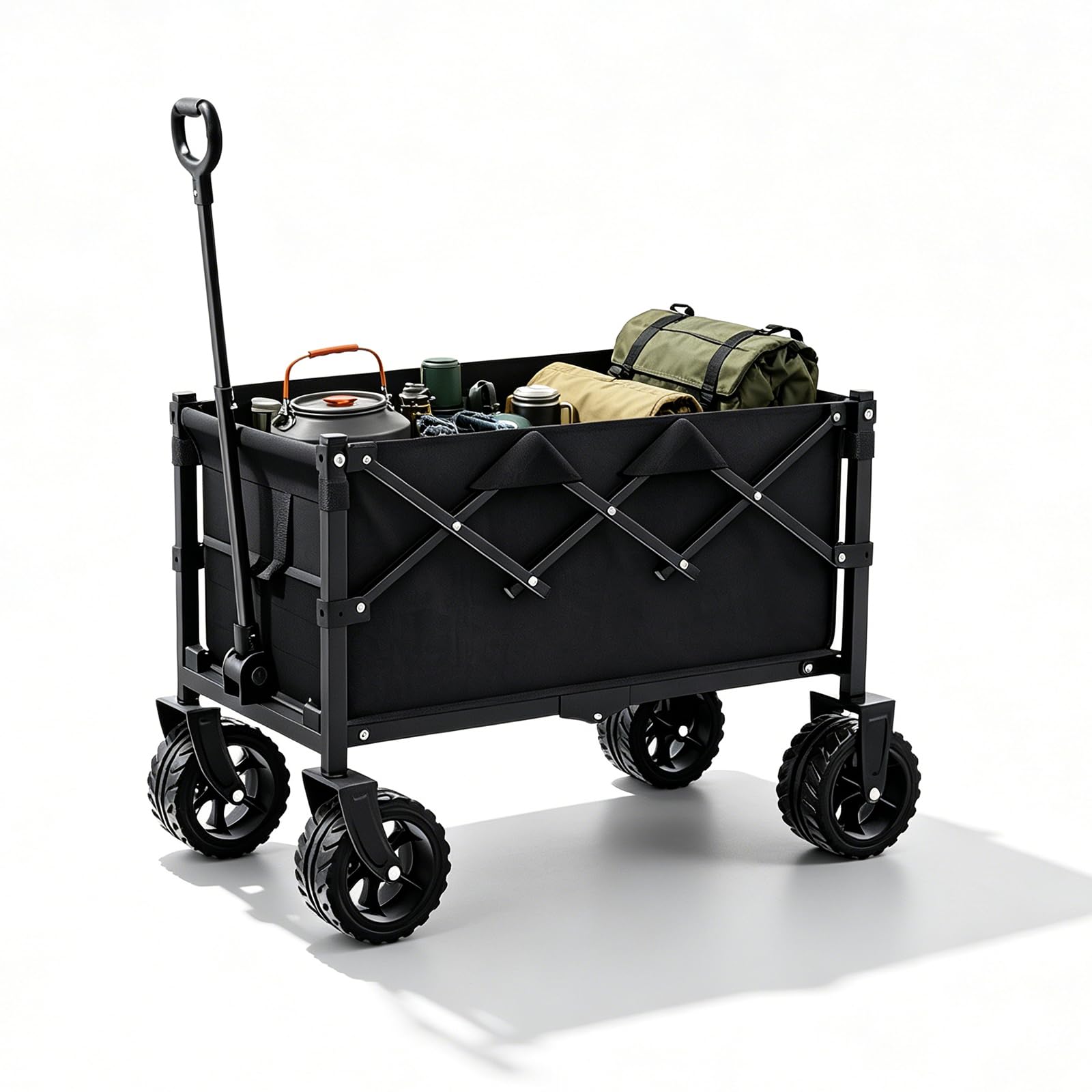 Carrello pieghevole da 130 l, grande capacità di carico 90 kg, con ruote | tessuto Oxford rimovibile, robusto telaio in metallo, compatto e pieghevole, per shopping, giardino, campeggio