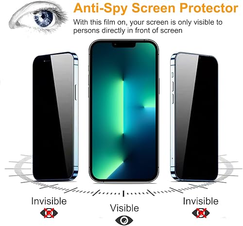 Miniatura 4 de PEHAEL Paquete de 2+2 protectores de pantalla de privacidad para iPhone 13 Pro con protector de lente de cámara, cobertura completa, película