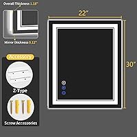 Vista 9 de Espejo de baño LED de 22 x 30 pulgadas con luces, antiniebla, retroiluminado + luz frontal, regulable, espejo de tocador LED para pared, espejo