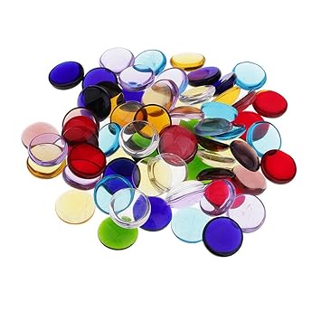 ELECTROPRIME 100g Clear Colorful Round Glass Mosaic Tiles Tessera for Art Crafts 15mm