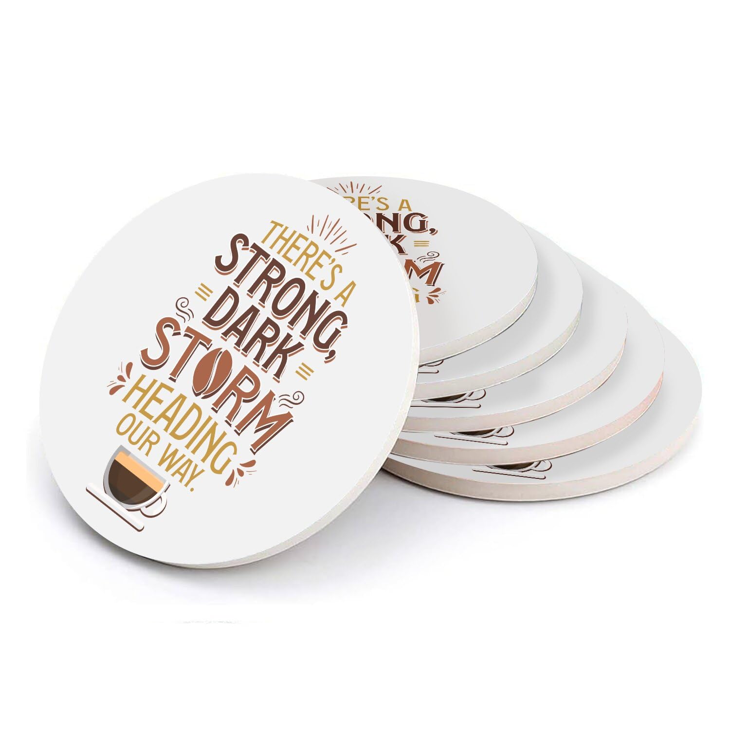 Sous-verre ronds en céramique design Storm coffret de 6 dessous de verre absorbants pour table