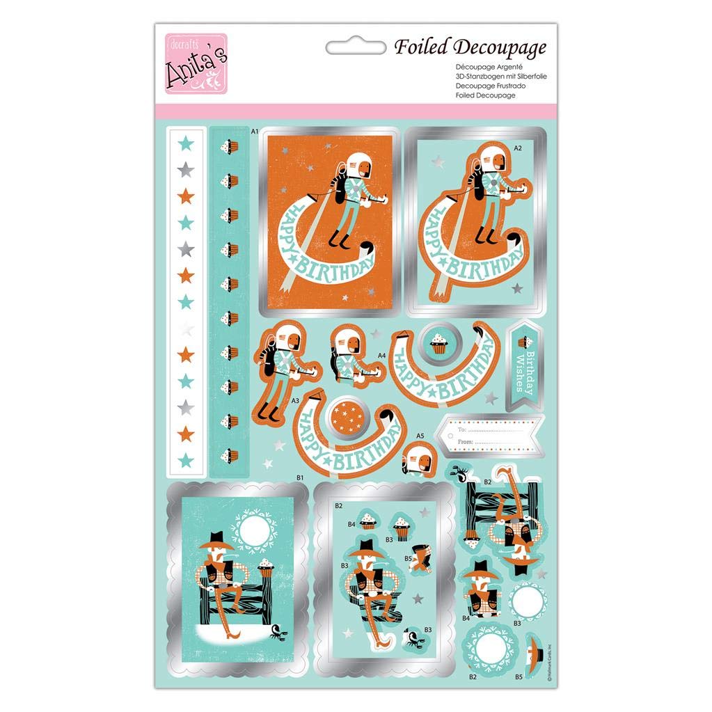 Anita's A4 Dogs At The Seaside, Foiled Decoupage Sheet, Accessories Su