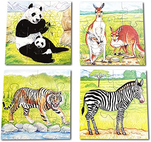 Image of Creative's Animal Puzzles Part 2 Learning Toy for Kids, Educational Jigsaw Puzzle Set, Cognitive Skills & Problem Solving Game, (5,7,9,12 Pieces) Puzzles Age 4+