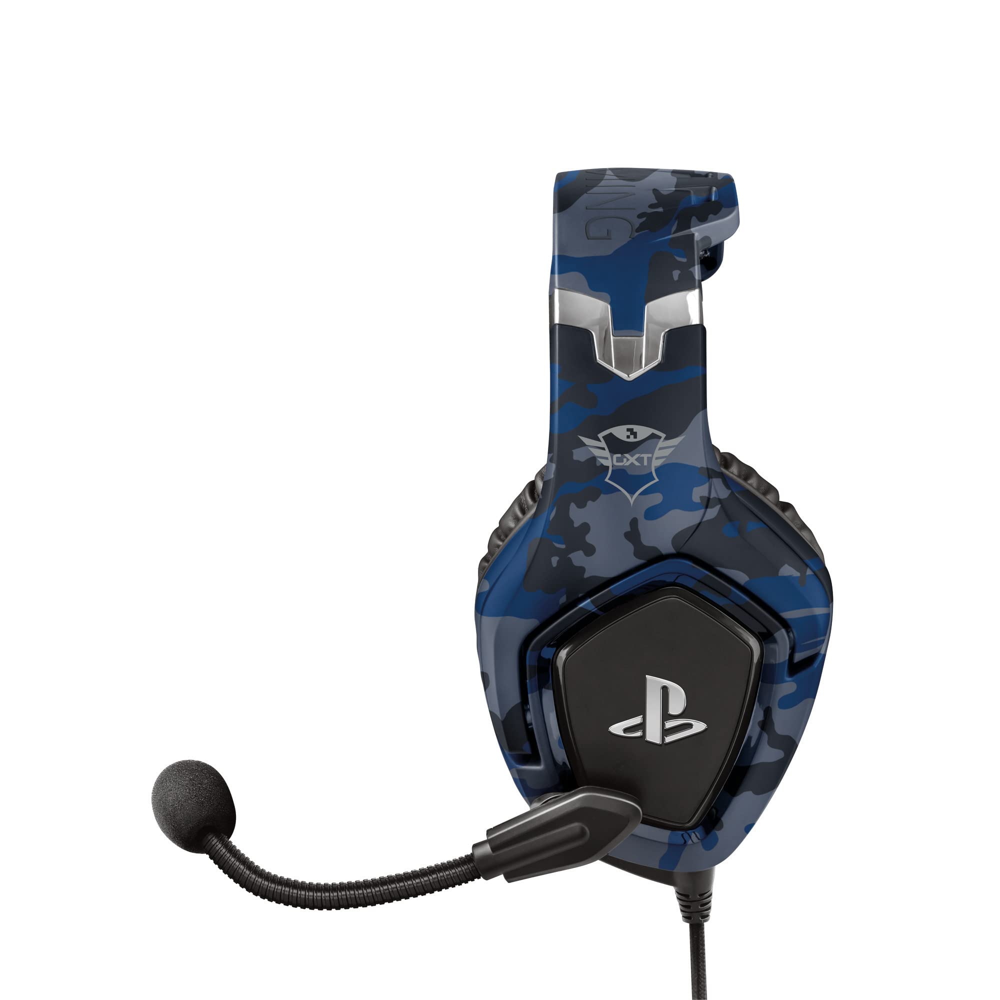 Trust Gaming Headset GXT 488 Forze-B - Offiziell Lizenziert für PlayStation - PS4 und PS5 Headset mit Klappbarem Mikrofon und Einstellbarem Kopfbügel, 3.5mm, Over-Ear Kopfhörer mit Kabel - Blau