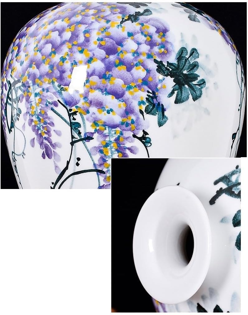 Vase Chinese-Style Ceramic Vase Hand-Painted Ziqi Donglai Home Living Room TV Cabinet Bogu Rack Decoration Suitable for Dining and Living Room Home decoratio