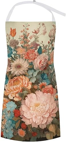 MUSM Apron for Adults - 27.6 X 31.5 Inch, Heavy-Duty Polyester Aprons with Two Large Pockets, Waterproof Pastel Colors Kitchen Apron for Cooking,