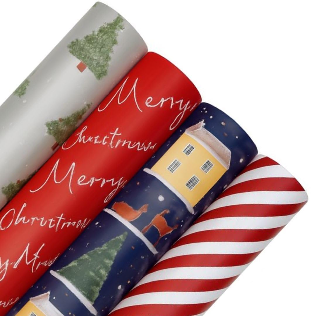 ezkart | 28m (4x7m) Xmas Wrapping Paper - Perfect for xmas, Birthday, Festival, Party Gift & Festive Decor Vintage Gift Wrap | xmas wrapping paper