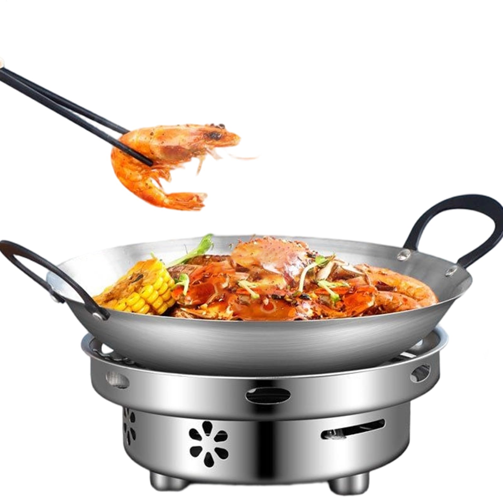 Casseroles en acier inoxydable durables avec brûleur liquide et couvercle inclus