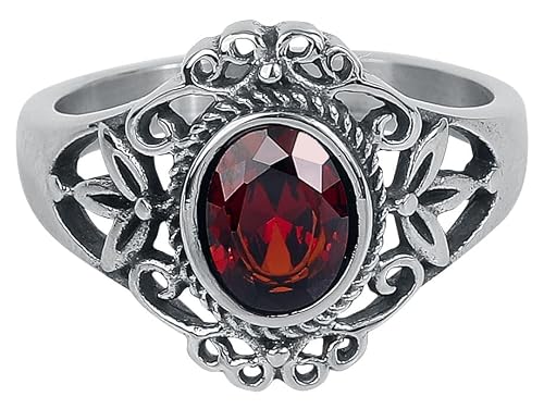 etNox Red Victorian Goth Frauen Ring silberfarben 56 Edelstahl Fashion & Style, Gothic