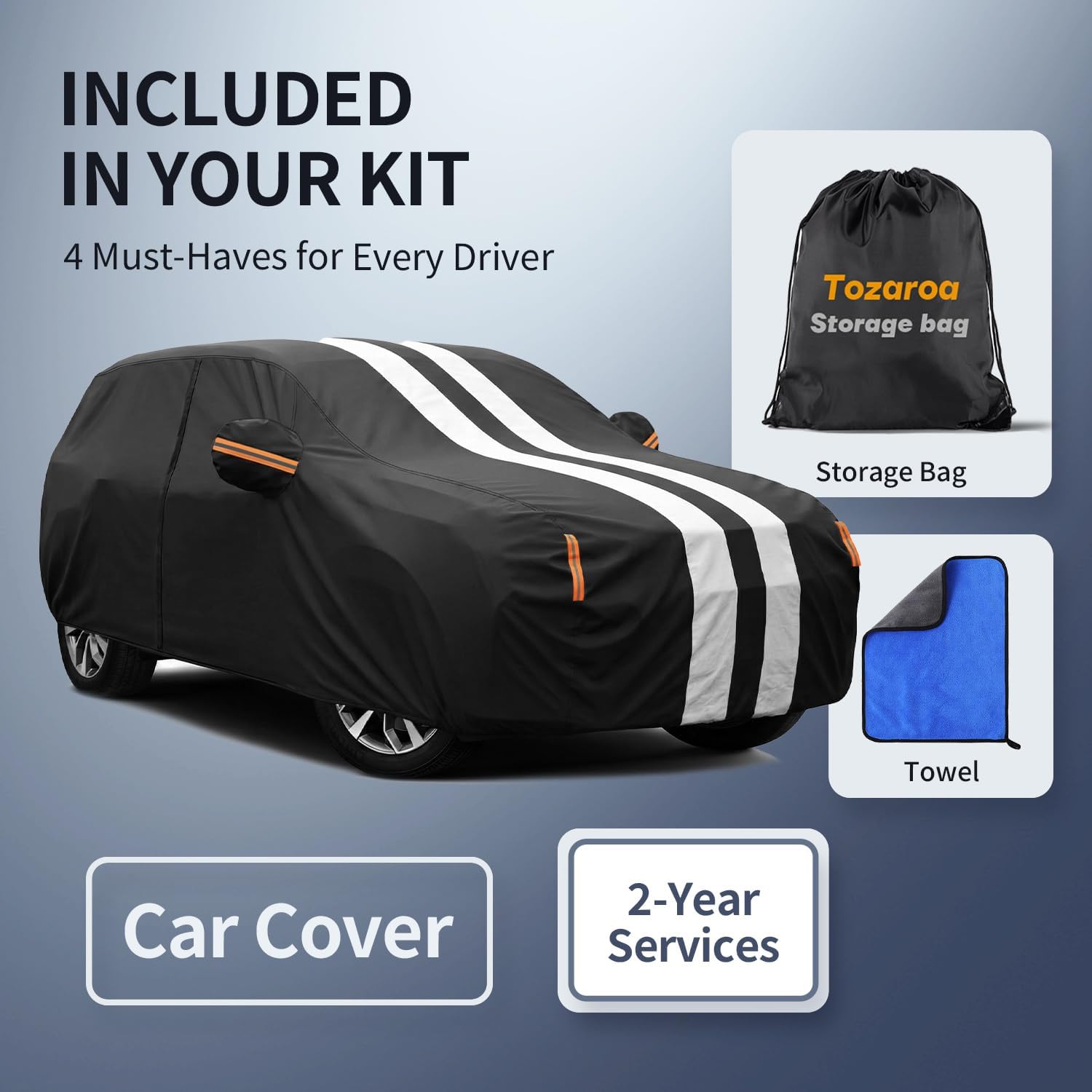 Multi-Layer Car Cover Custom Fit for Subaru Forester (2007-2026), 100% Waterproof All Weather for Automobiles, Gift with Towel, Heavy Duty Car Covers for Rain Sun UV Protection with Door Zipper.