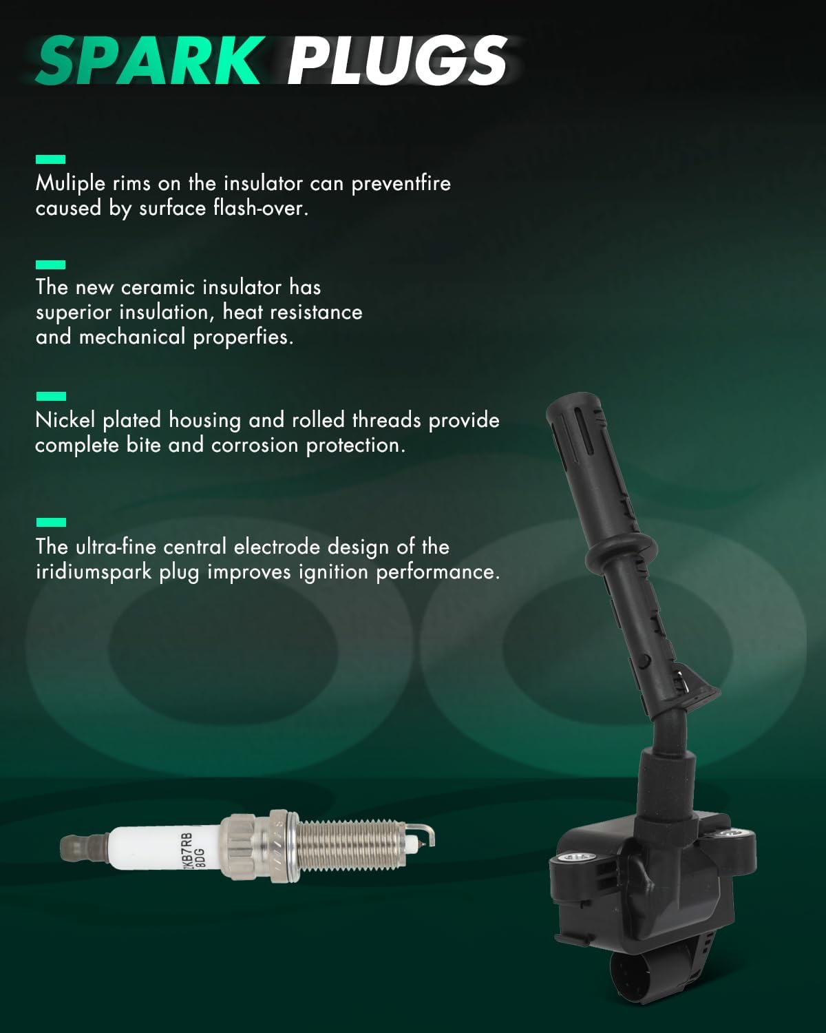 SCITOO Set of 6 ignition coils wilth 6 iridium Spark Plugs Replacement For Mercedes-Benz ML350 W166 V6 3.5L Replace UF733 + ZR6SII3320