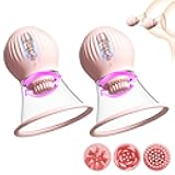 Sex Factory Nipple Sucker Toys, Breast Massagers with 3 Soft Brush Heads, 360° Rotating Nipple Vibrator with 9 Vibration Modes & App Control, Breast Stimulator Nipple Suction Sex Toy for Women