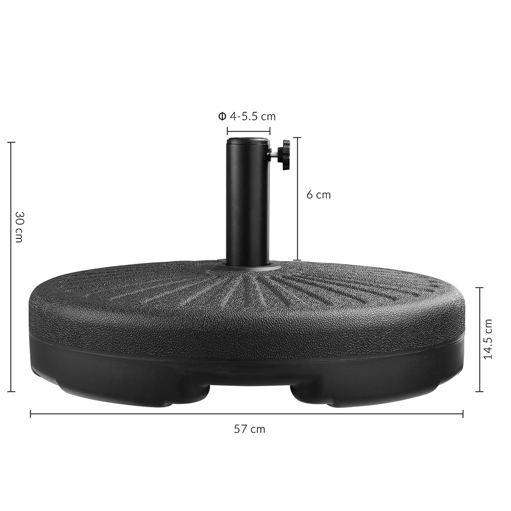 BAKAJI Base pour Parasol de Jardin, Forme Ronde, Support pour Poteau parasols 38/48 mm avec Remplissage à Eau 28 kg, système Stable Anti-Retour, idéal pour Patio, Balcon, extérieur