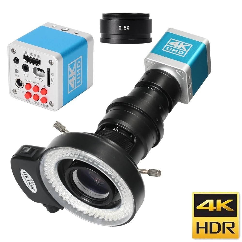 Microscope UHD 4K 41MP 500X 200X HDMI USB Type-C 3.0 IMX334 Sensor Industrial Digital Electronic Soldering Microscope Camera for PCB Repair(200X Full Kit)
