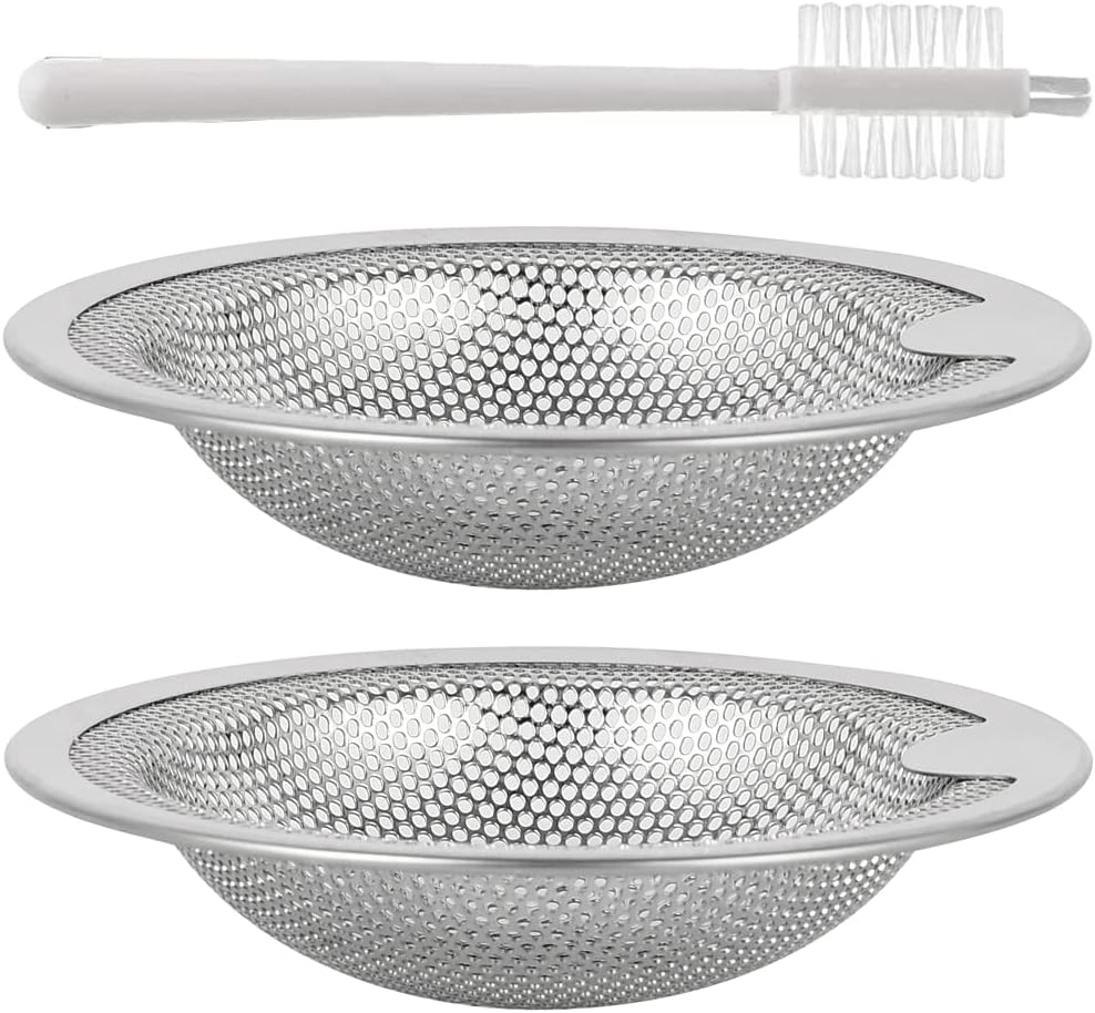 Kitchen Sink Drain Strainer with Upgraded Handle, 2 Pack Reinforced Stainless Steel Sink Strainer for Most Home Standard Kitchen Drains, Anti-Clogging Drain Basket Catcher with Fast Flow Design