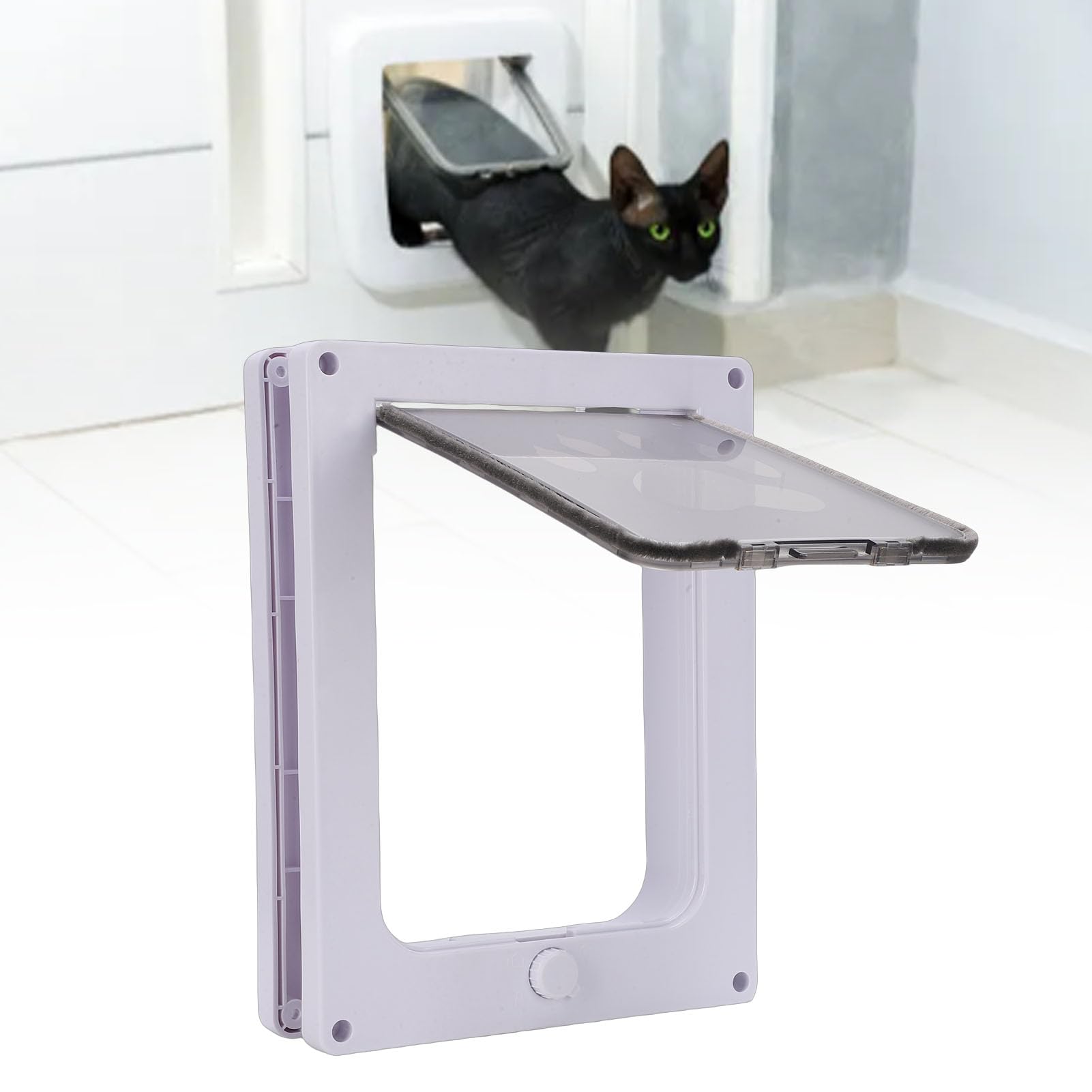 Haustiertür für Katzen, Kleine Hunde, Katzenklappe mit Magnetverschluss, Wetterfeste Haustiertür mit Schloss, Ideal für Innen- und Außentüren, Wände und Haustiere Bis zu 20 Pfund (White)