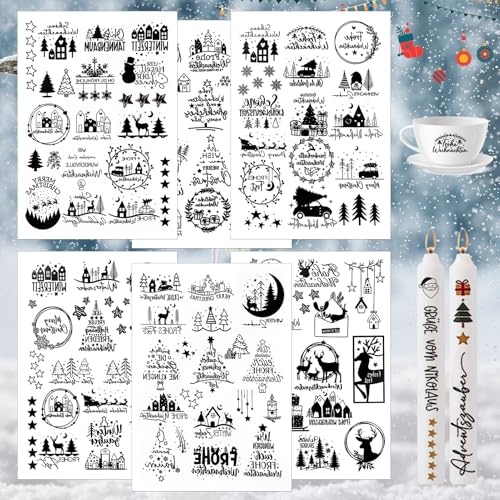 Kerzentattoos weihnachten 6 Stück kerzen folie weihnachten kerzenaufkleber Kerzen Tattoo Weihnachten kerzentatoos weihnachten kerzen aufkleber weihnachten für Kerzen/Keramik(A)
