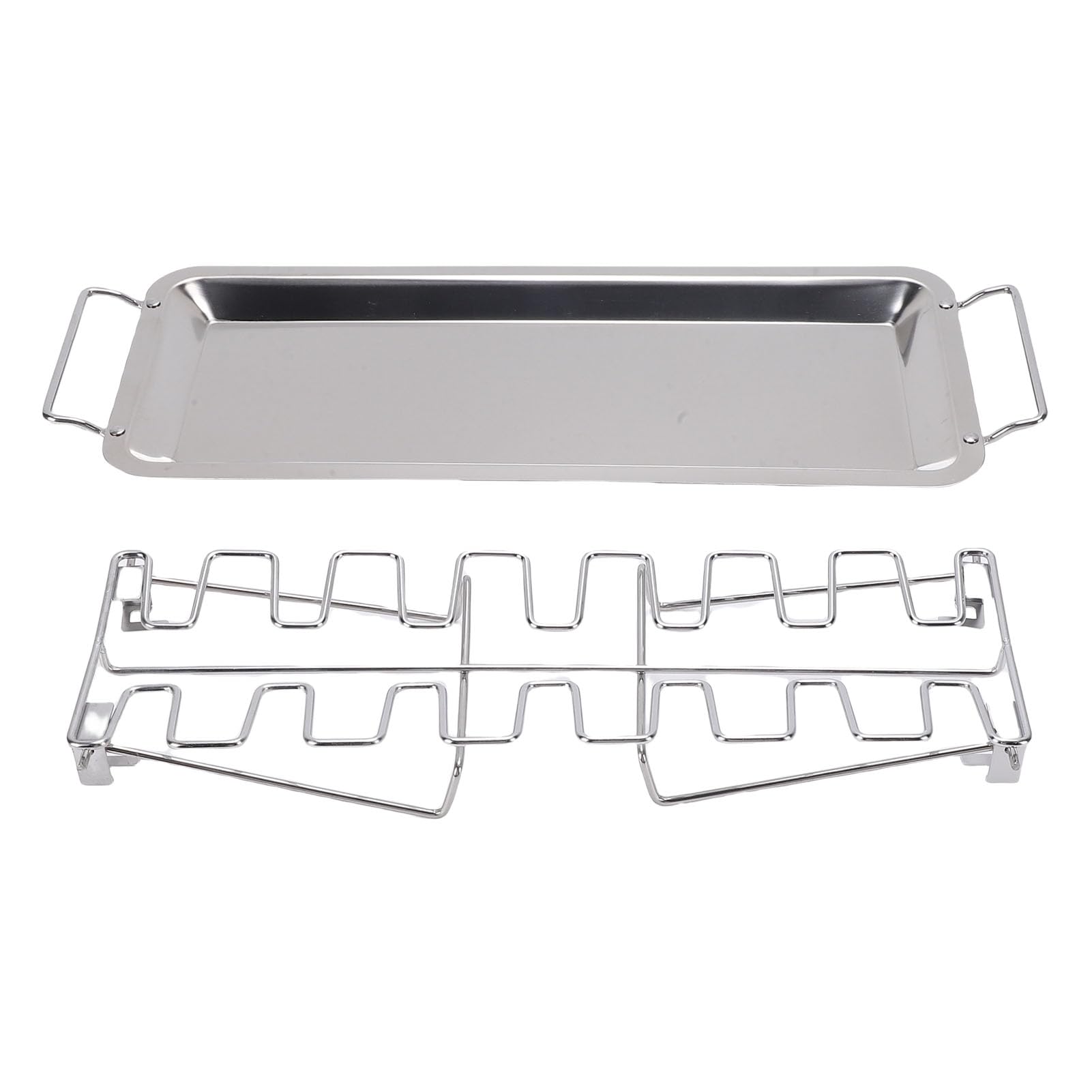 Griglia pieghevole in acciaio inox per cosce di pollo, per arrostire succose su forni, griglie, affumicatore, facile da pulire, supporto per bacchette per barbecue