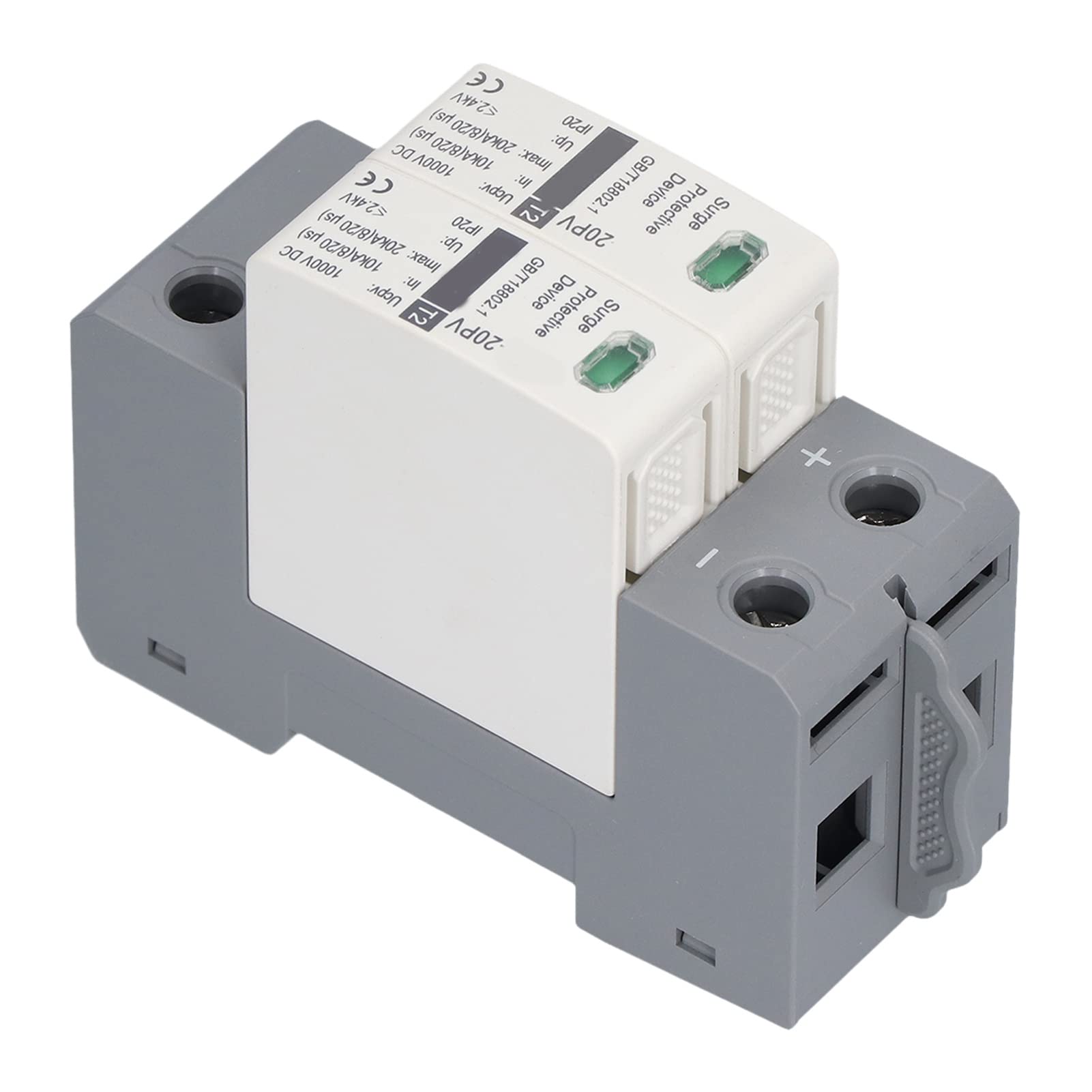"Protect Your Electrical System with Surge Protective Devices - DIN Rail Mount Arrester, 1000VDC, 2P, 10-20KA - Surge Conservation Breaker and Arrester Device"