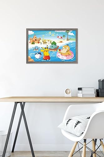 Vista 70 de Trends International Pokémon - Summer Wall Poster, 34L x 22.4W, Gold Framed Version
