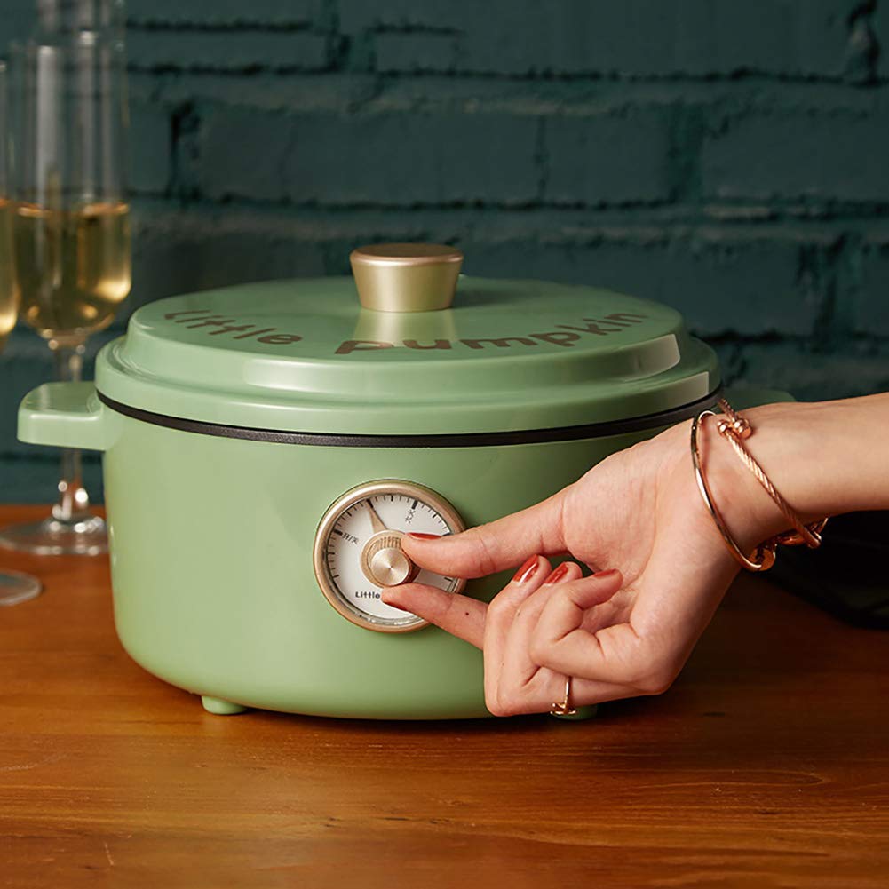 Elektrische multicooker Slowcooker van 2 liter met 3 warmtestanden en warmhoudfunctie Kleine koekenpan Hot Pot Soeppan, wit met gestoomd rooster