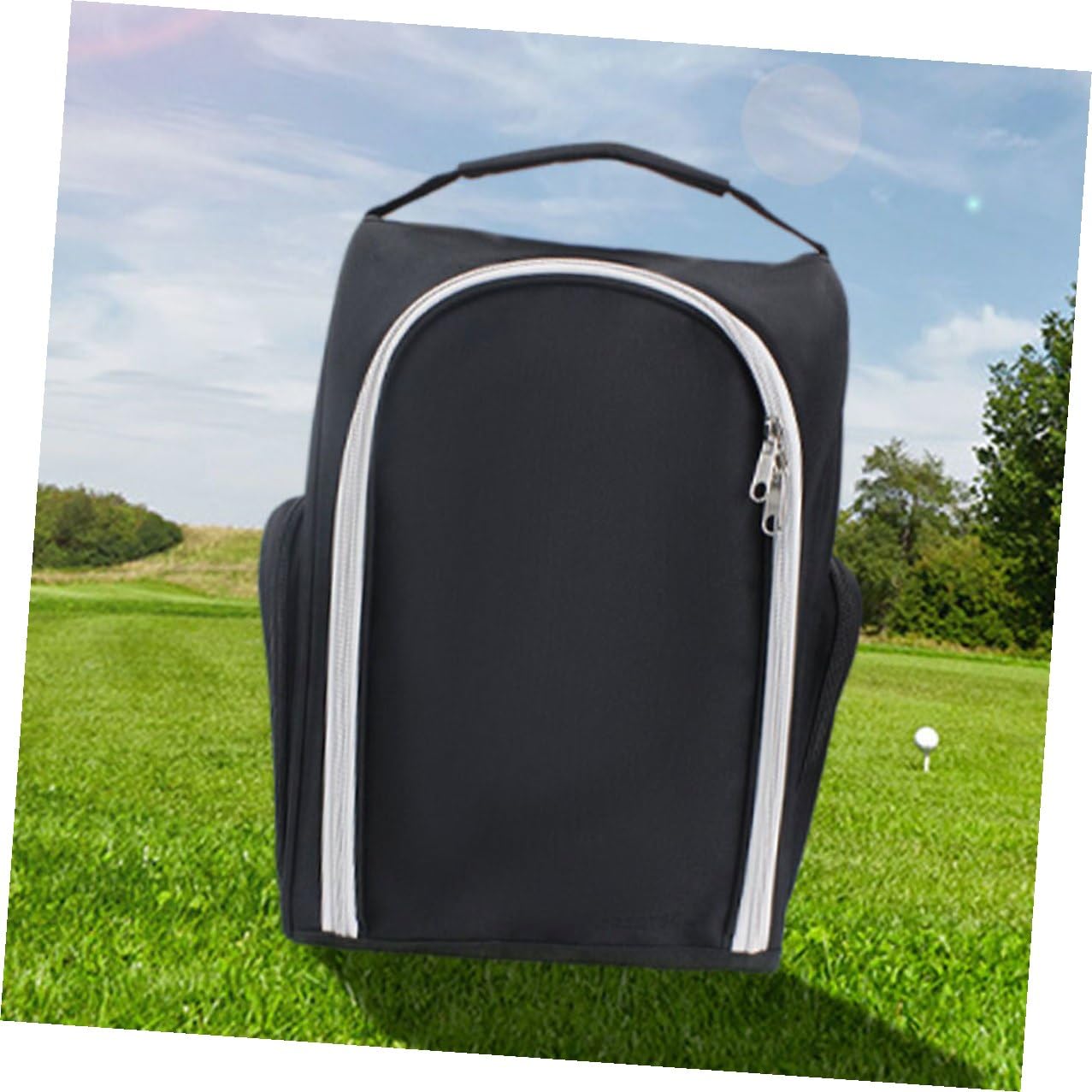 TOYANDONA Borsa Porta Scarpe Sportiva con Zip Grande Capacità Organizer Scarpe Portatile Mano per Golf e Altri Sport Compatta e Leggera Nera