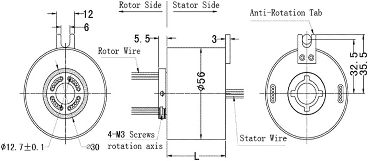 Slip Rings Through Hole USB Slip Ring with 2 Circuits 10A Hollow Shaft 12.7mm Used in Industry