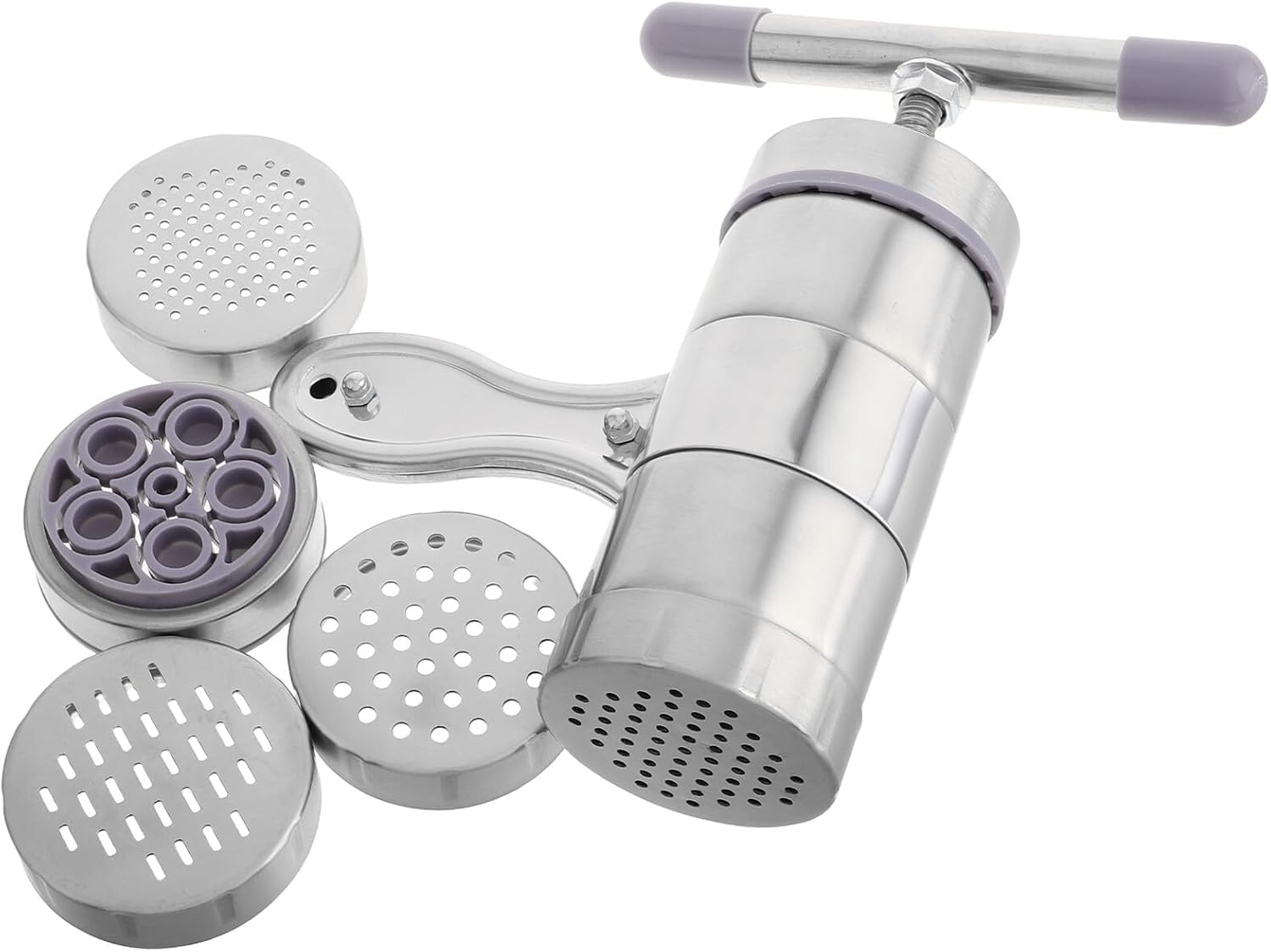 HEMOTON Manual Noodle Maker Stainless Steel 5-disc Pasta Press Hand Operated Homemade Pasta Machine Compact Kitchen Tool for Family Cooking