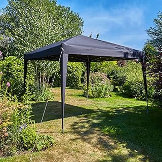 Home Source Pop Up Gazebo 3m x 3m Outdoor Garden Marquee Tent Easy Up Black With Carry Bag