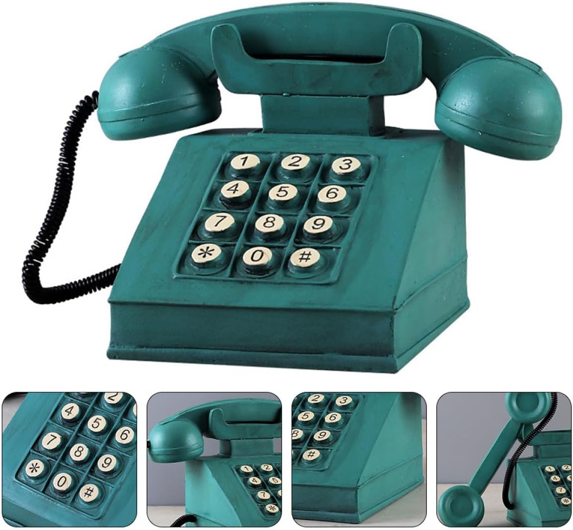 1pc Retro Telephone Piggy Bank Unique Money Pot Decor for Home Saving Creative Change Container for Boys and Girls and Adults for Housewarming and Savings Habits Green