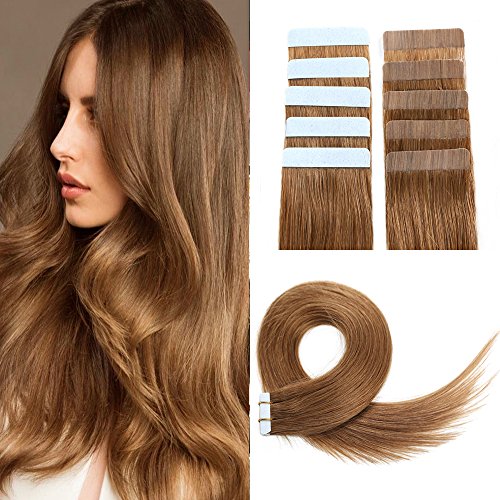 SUYYA Tape in Hair Extensions Remy Human Hair 14 inches 40g/pack 20pcs Straight