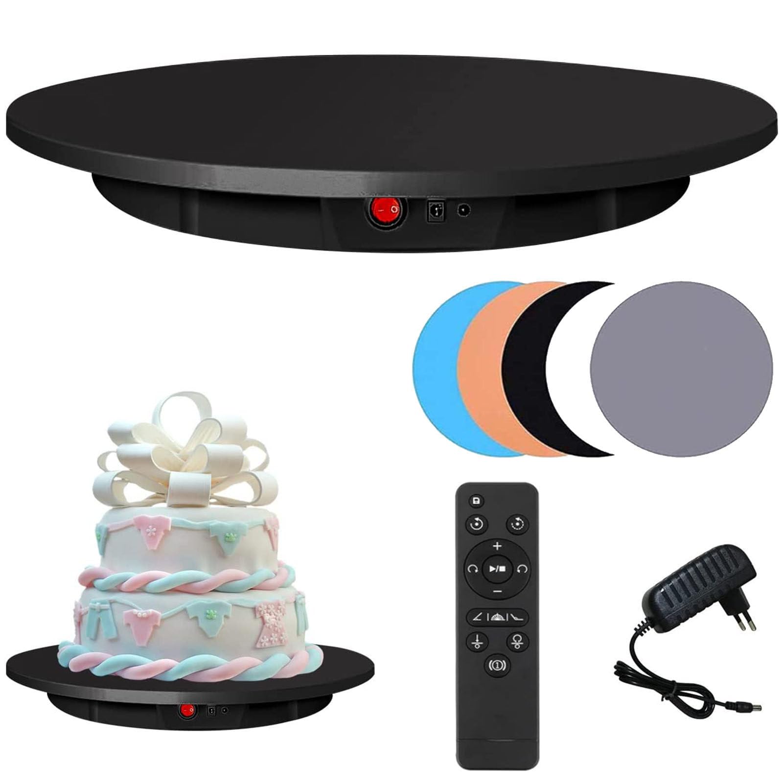 Soporte giratorio motorizado, tocadiscos con control remoto, plataforma giratoria eléctrica de 360 grados para fotografía y espectáculo de video, capacidad de carga de 330 libras