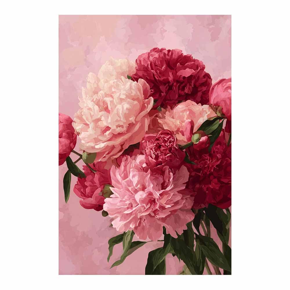 Hoqiu Multicolor Flowers Wall Canvas Blushs Peony Oil Painting Artwork, Wall Decoration Living Room Bedroom Hallway Stairs Decoration.(Multicolor)-70X100cm Unframed