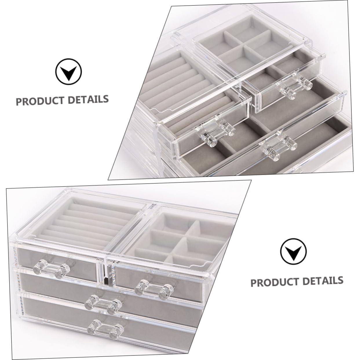 Scatola Porta Oggetti Plastica a Cassetti, Grande Capacità | Contenitore in Plastica Trasparente, Uso su Scrivania in Camera, Design Semplice e Leggero