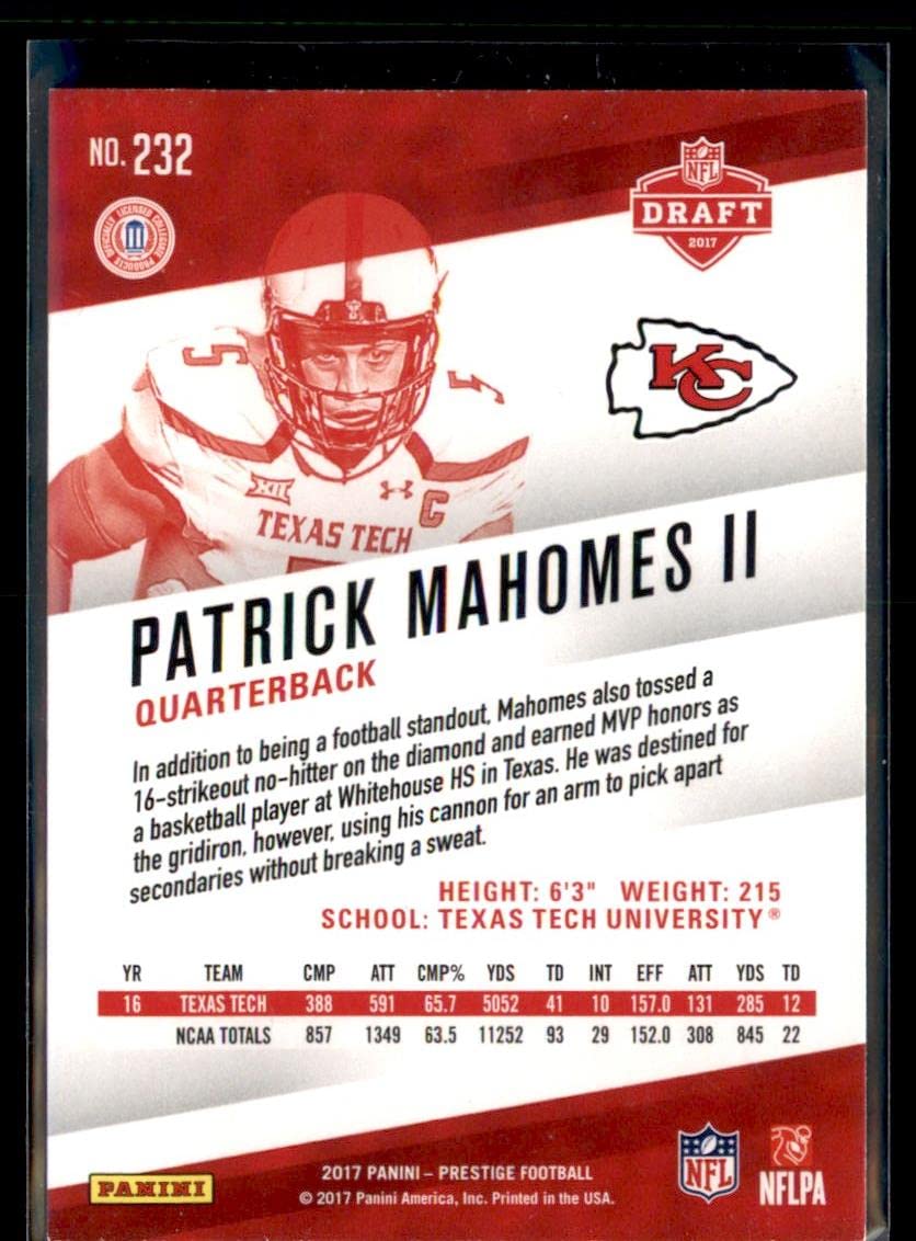 Amazon.com: 2017 Panini Prestige #232 - Rookie - Patrick Mahomes