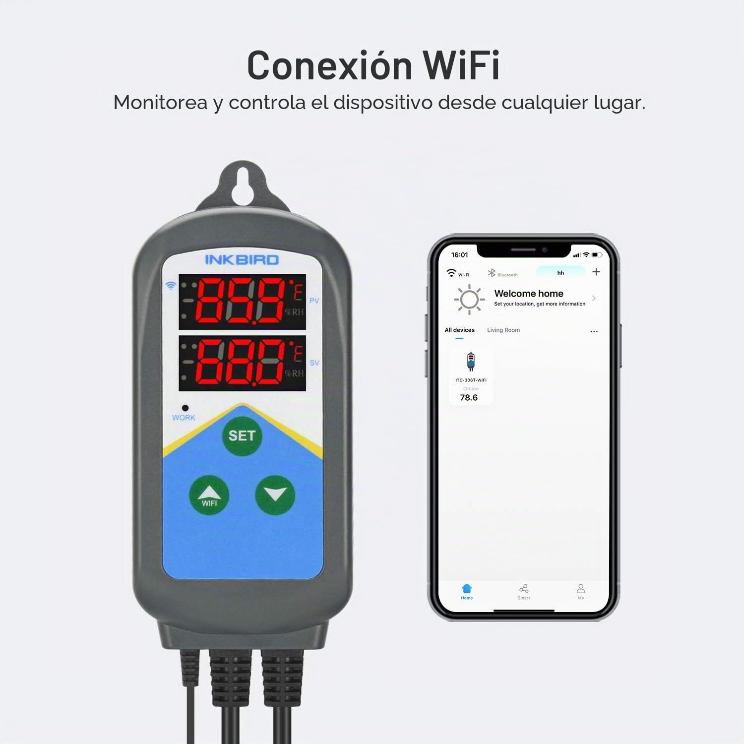 Inkbird Termostato WiFi, doble ciclo de tiempo, función de alarma, dos enchufes (solo para calefacción)