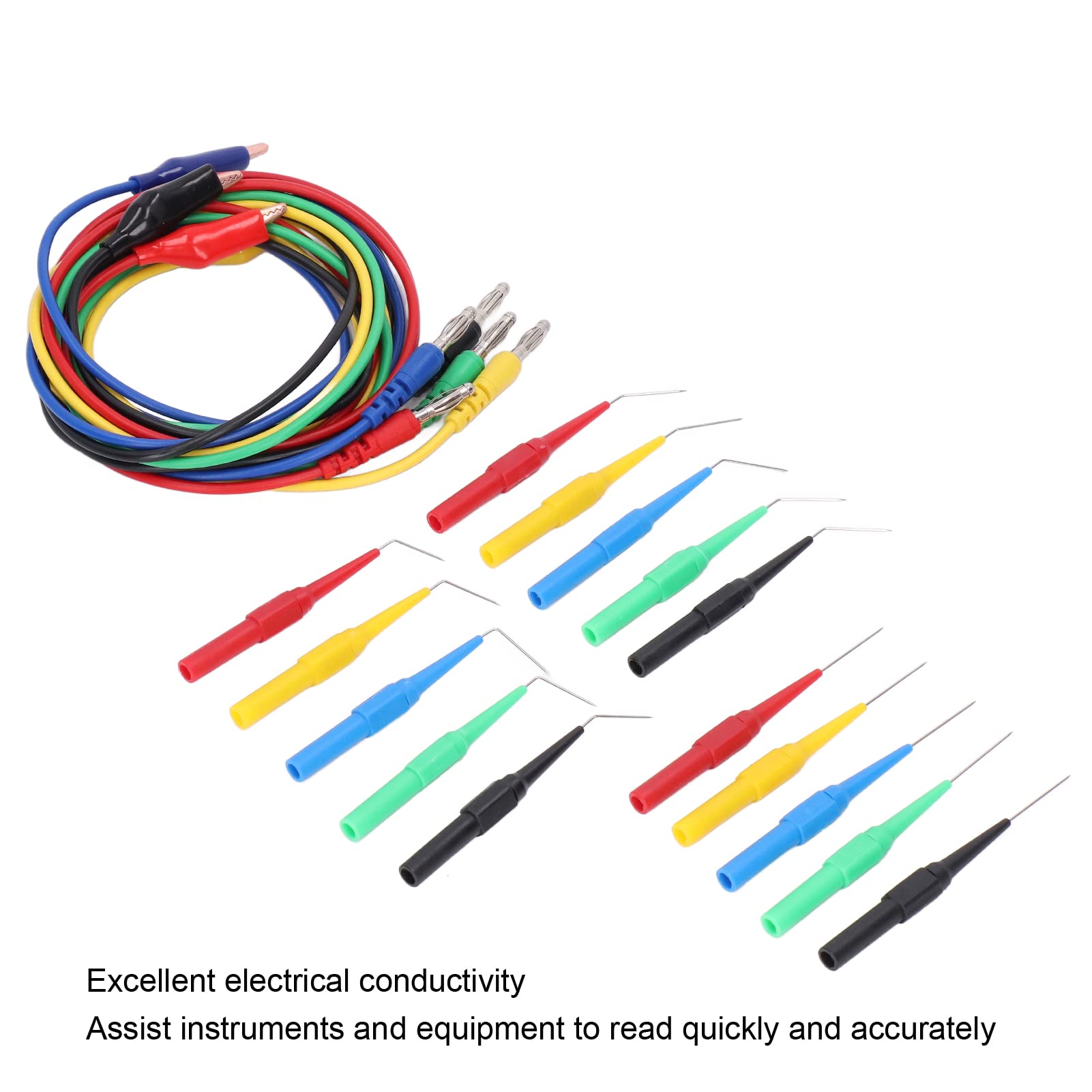 JT8005por 4mm Banana Plug Leads Probe Kit, Plated Clips Back Probe Pins For Multimeter, 3 Angles Of 90°/145°/180°