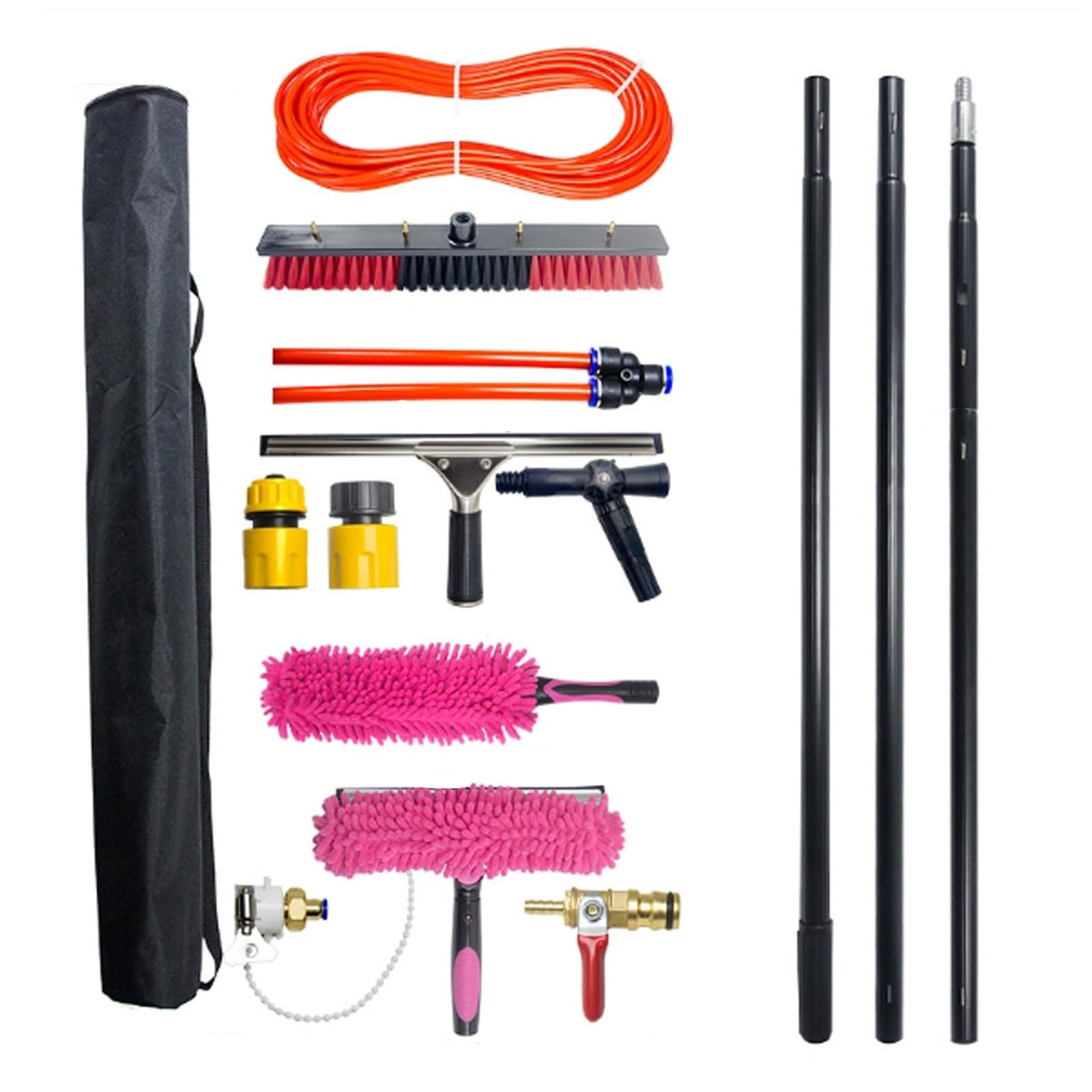 Water Fed Window Cleaning Brush & Telescopic Pole - 55cm Aluminium Cleaner for Solar Panels & Conservatory Roofs - Extendable 12m/39ft Reach for Effortless Cleaning