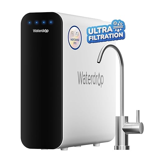Waterdrop TSU 0.01μm Ultra-Filtration Under Sink Water Filter System, 3-Stage High Capacity, USA Tech, Smart Panel, No Waste Water, 2 Years Lifetime