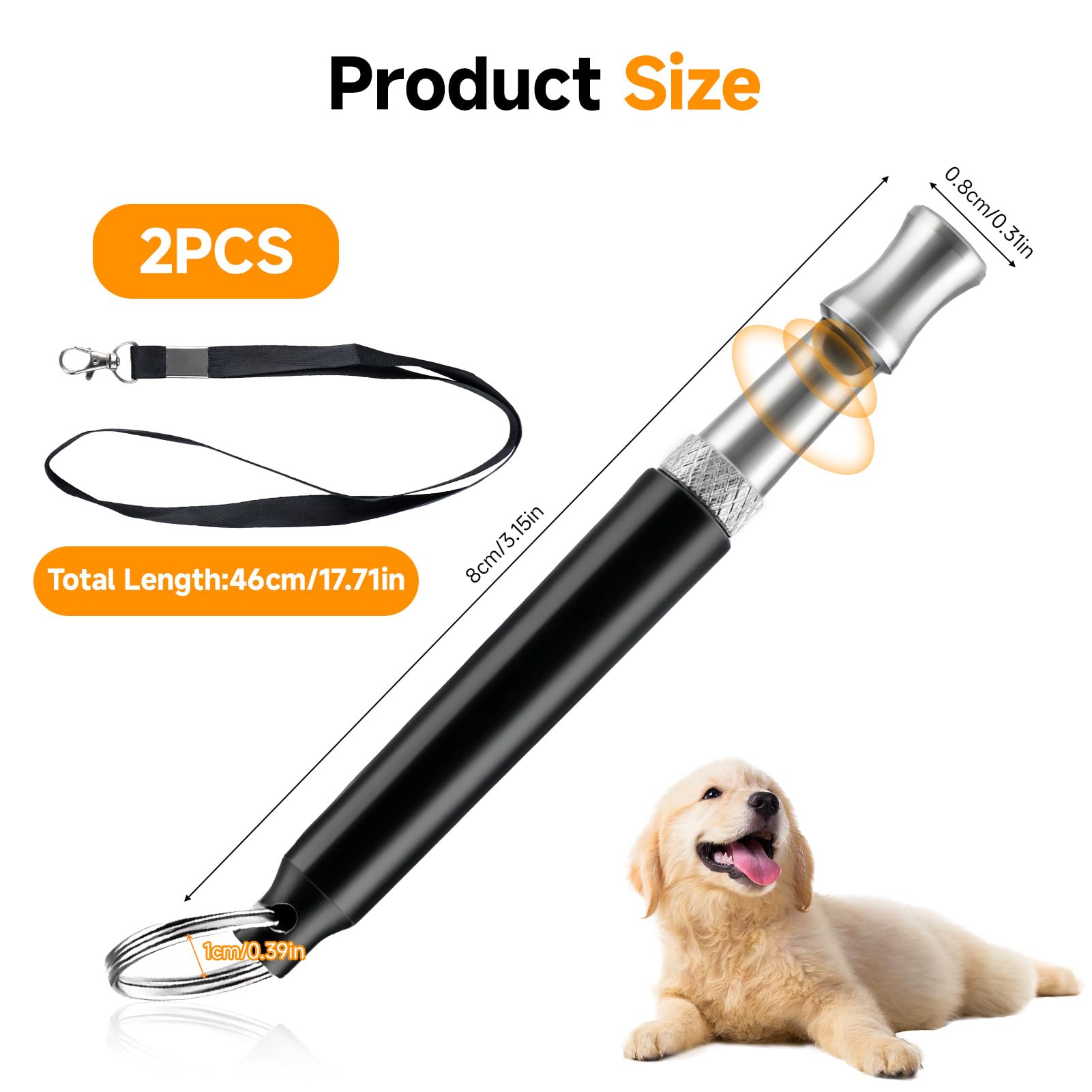 2 Pièces Sifflet Ultrason pour Chien, Sifflet de Dressage Haute Fréquence Réglable avec Lanière, Outil Anti Aboiement et Éducation Canine Portable pour Chiens Petits Moyens et Grands